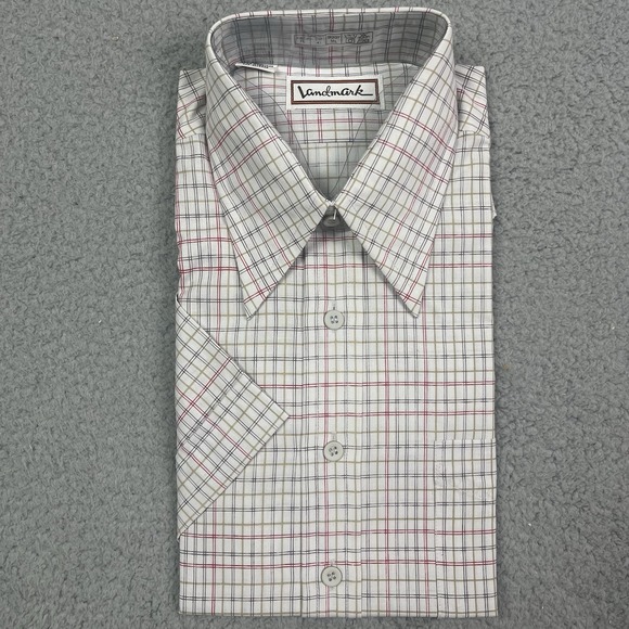 Vintage 60s 70s Landmark‎ Button Shirt Mens Disco Club Big Collar Size 16 NOS - Picture 1 of 6